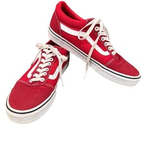 Vans Shoes Red Ward Size 8.5 Men's Skate White Stripe Skateboard Sneakers 500714